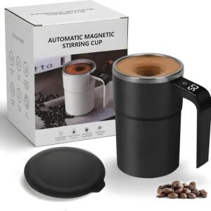 Intelligent Coffee Cup with Lid, 1/3 Counts Automatic Stirring Cup with Temperature Display, USB Rechargeable Stirring Cup for Coffee, Tea, Hot Chocolate, Gift