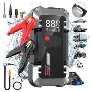 Arrancador De Batería Portátil Wishsky 9000a Inflador 150psi Con Compresor Para Autos Cargador De Batería 12v 26800mah Y Compresor Batería Portátil Para Emergencias Y Cargador Inteligente